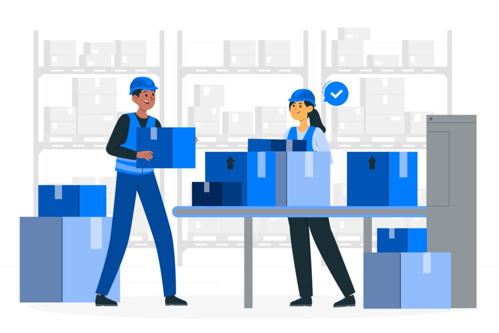 Warehouse with optimized inventory management using ERP system